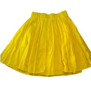 Club Monaco Womens Yellow Pleated Elastic Waist Mini Skirt Size Small Lined